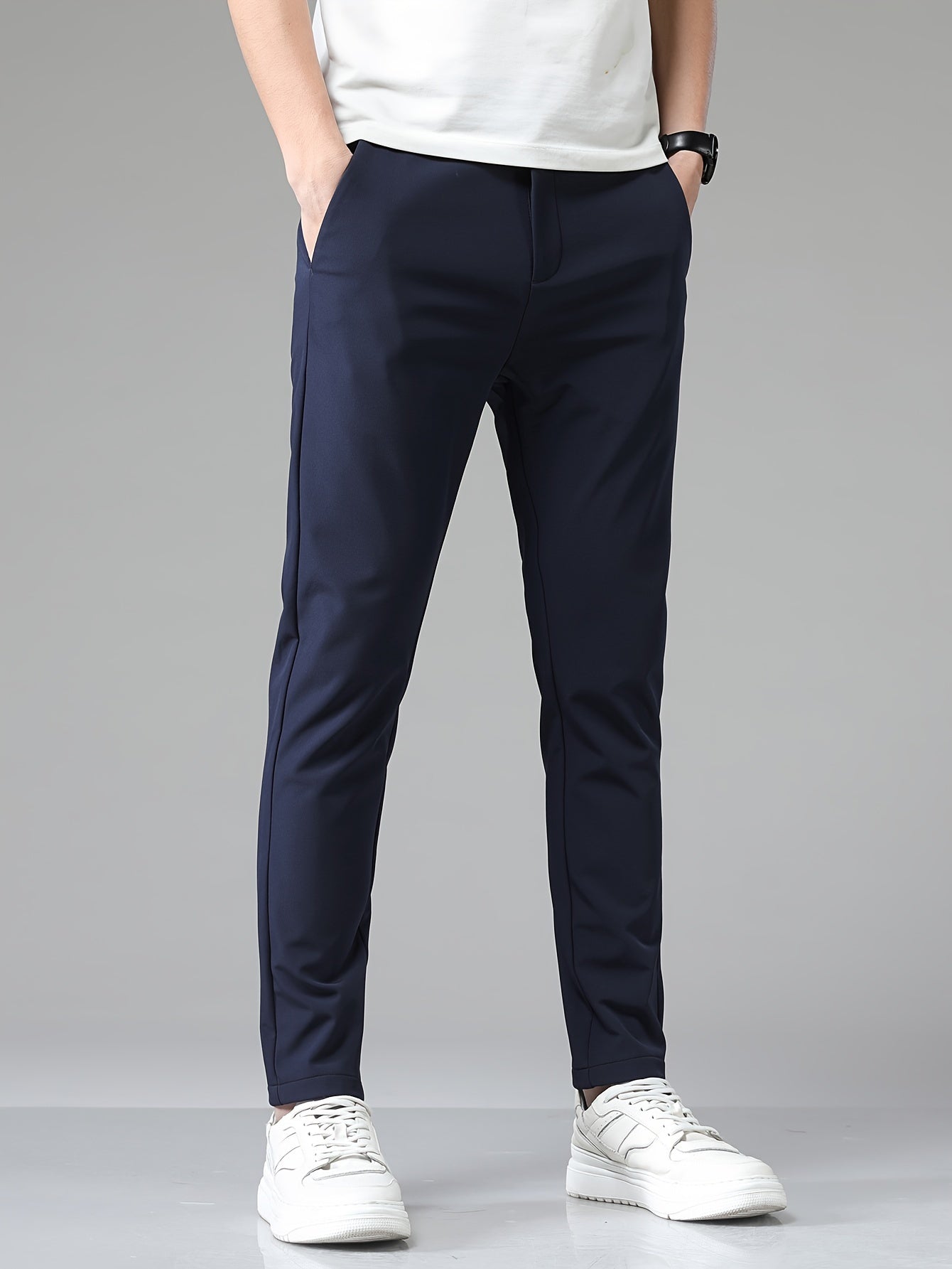 Machine Washable Caramel Slim Fit Straight Leg Trousers for Business Casual 2024