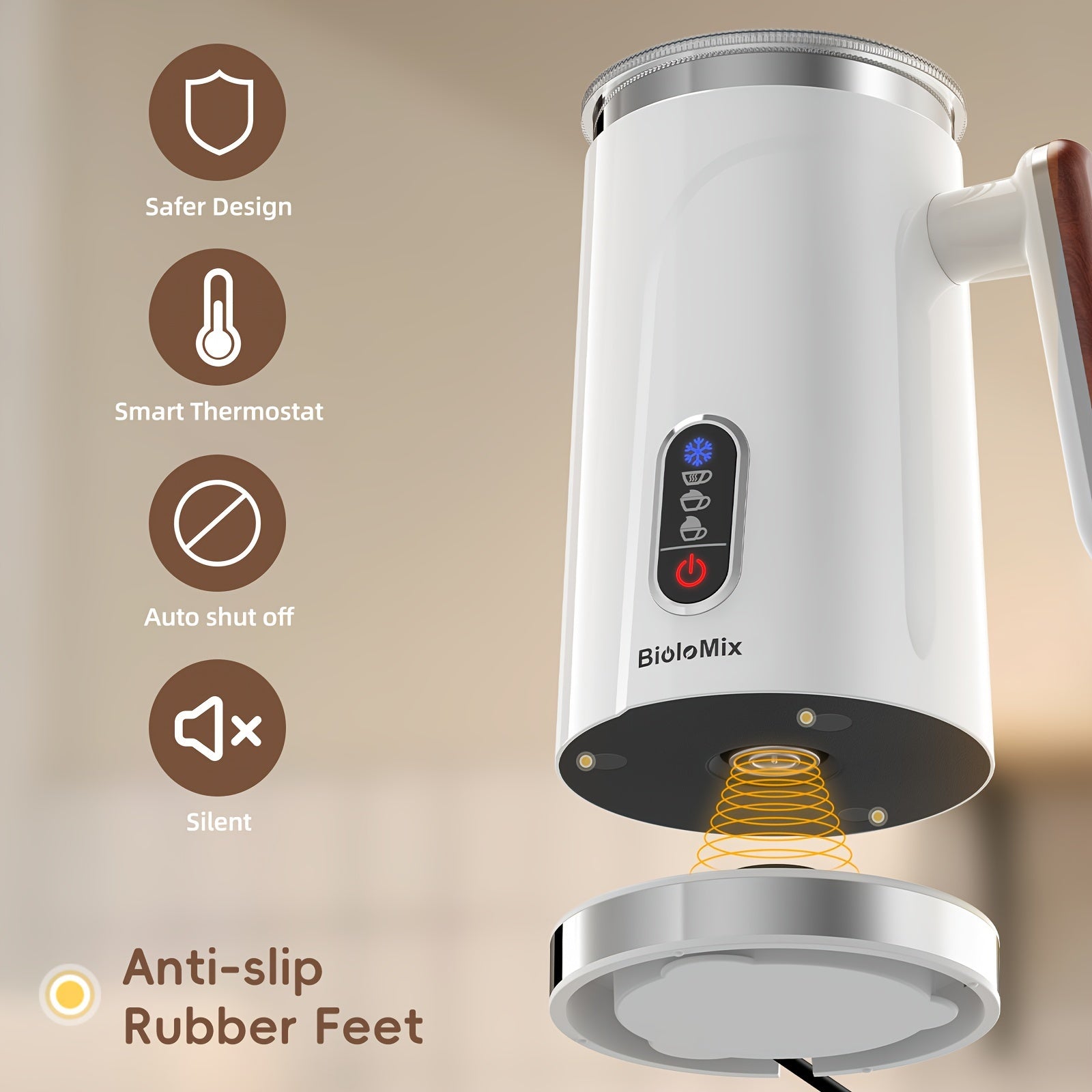 Milk Frother 4-in-1 Electric Hot Cold Foam Steamer for Coffee Cappuccino