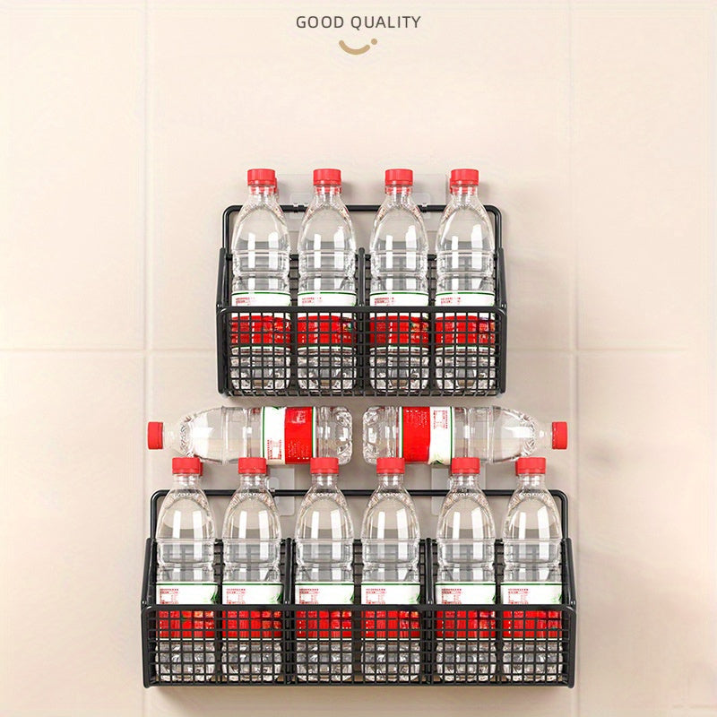 Carbon Steel Wall Rack 2/3 Compartments No-Drill Kitchen Living Room Organizer