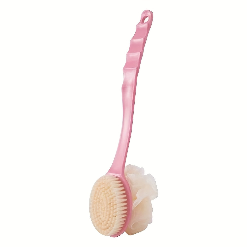 Double-Headed Bath Brush with Soft Loofah for Back Scrubbing Battery-Free Oil-Free