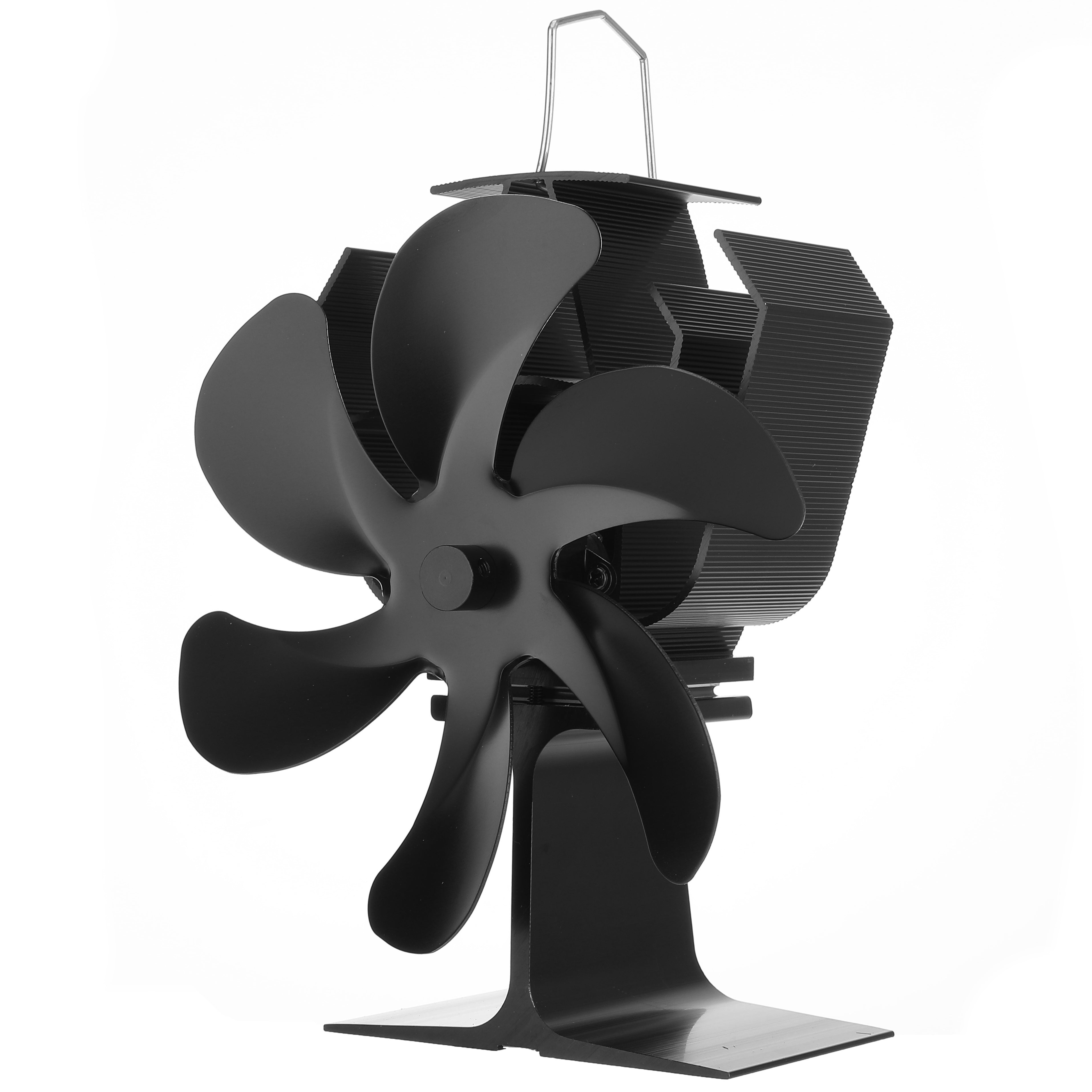 Aluminum Wood Stove Fan with Magnetic Thermometer for Camping and Indoor Use