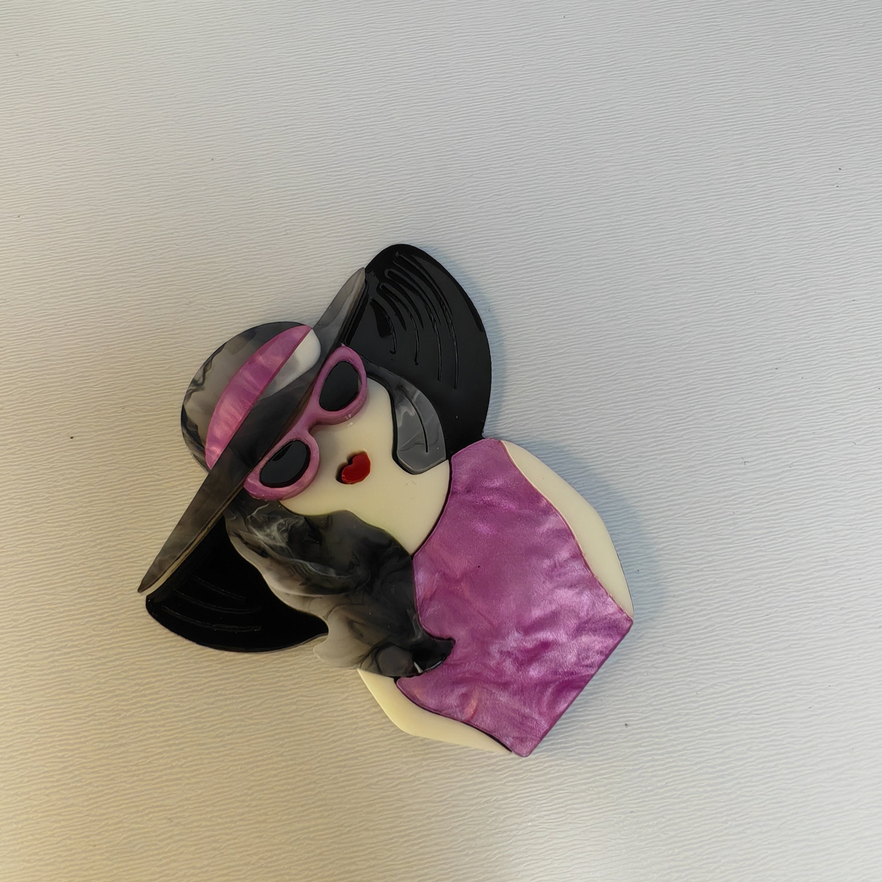 Cute Cartoon Theme Acrylic Lady Brooch Hat Dress Irregular-Shaped Pin Accessory 1-Pack