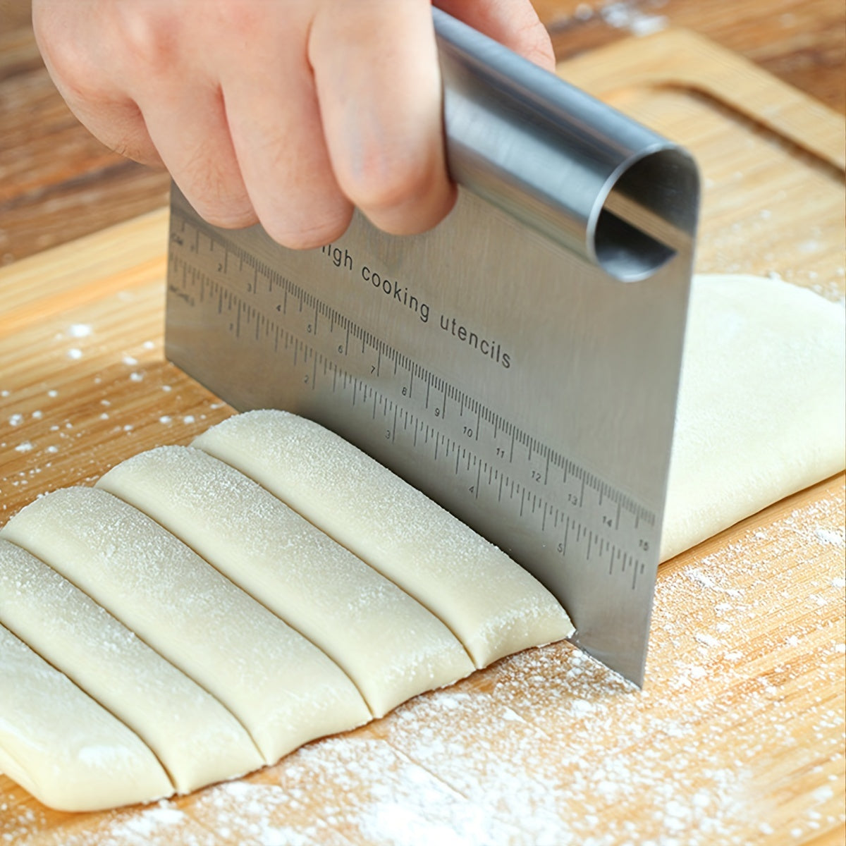 Herramienta de cocina de acero inoxidable cortador de fideos, raspador, accesorio para hornear