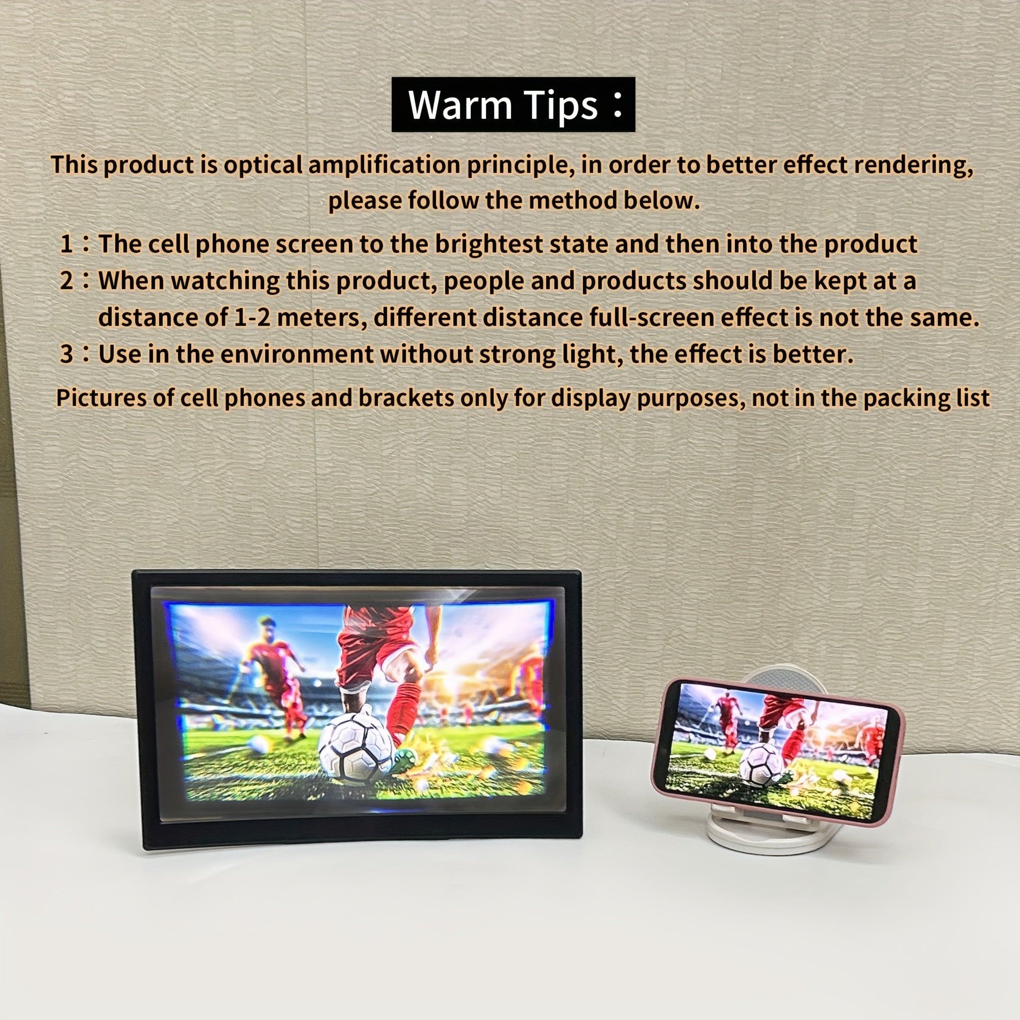 12-Inch Blue Light HD Curved Phone Screen Magnifier with Optical Acrylic Lens for Hands-Free Viewing