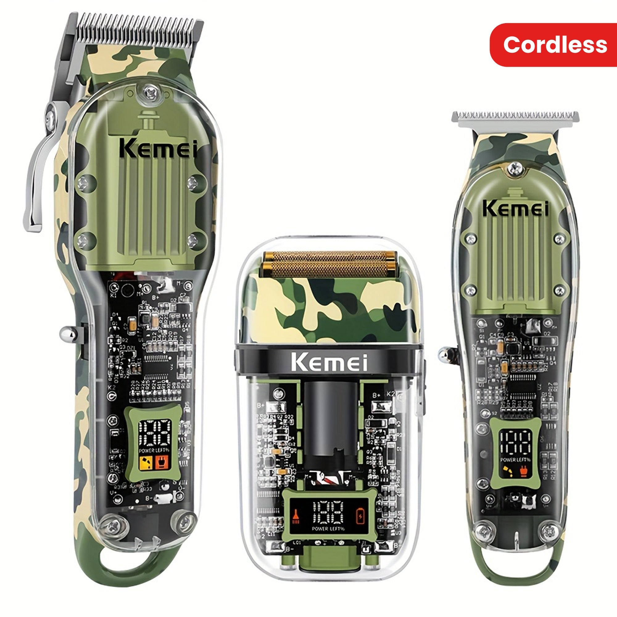 Cordless Hair Clipper Kit with USB Rechargeable Trimmer Scissors Comb Set