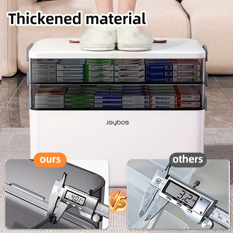 Caja de almacenamiento de primeros auxilios, resistente al agua, de plástico, con múltiples compartimentos y ventana transparente