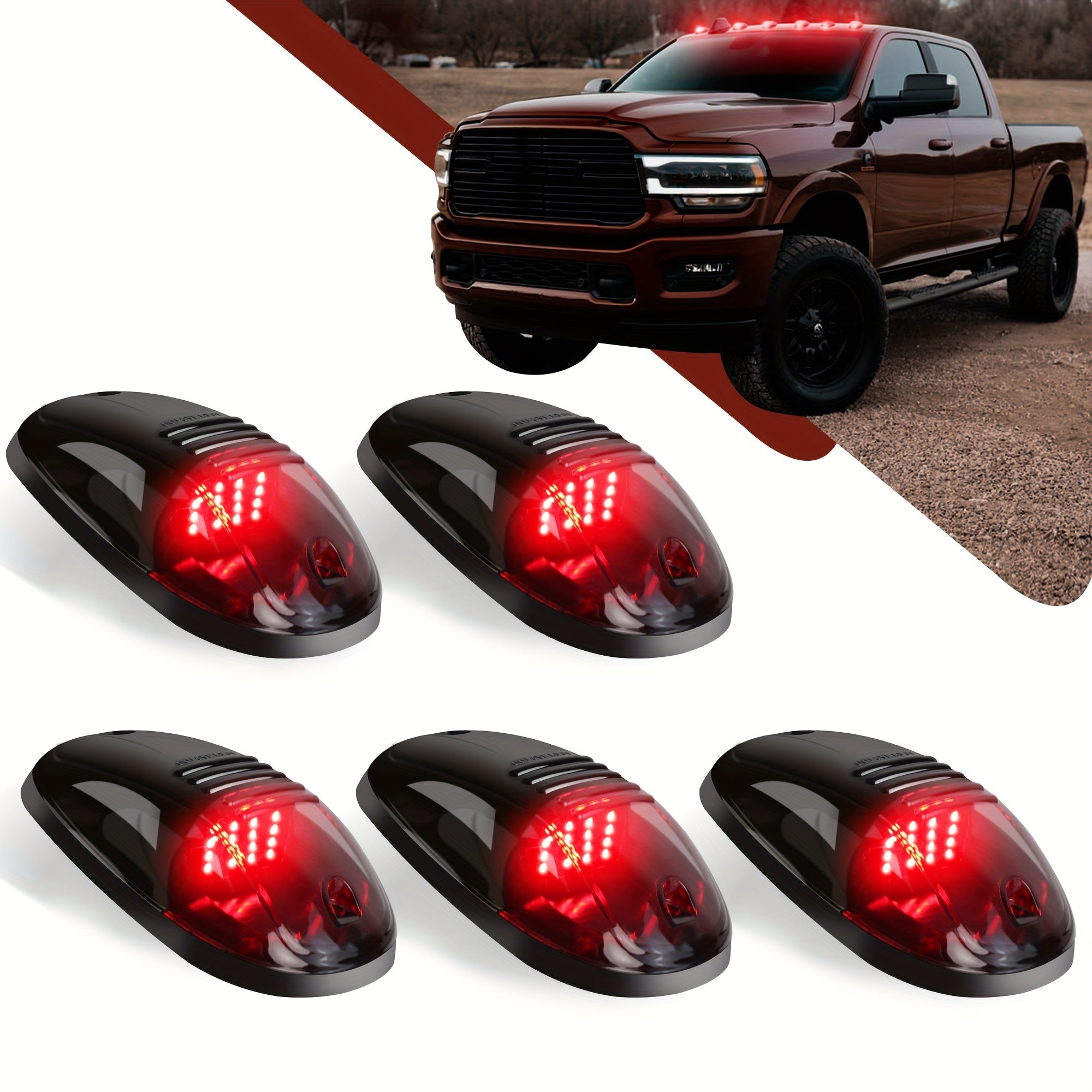 5Pcs 12V LED Smoke Glass Roof Marker Light Bulb Assembly for Pickup Trucks