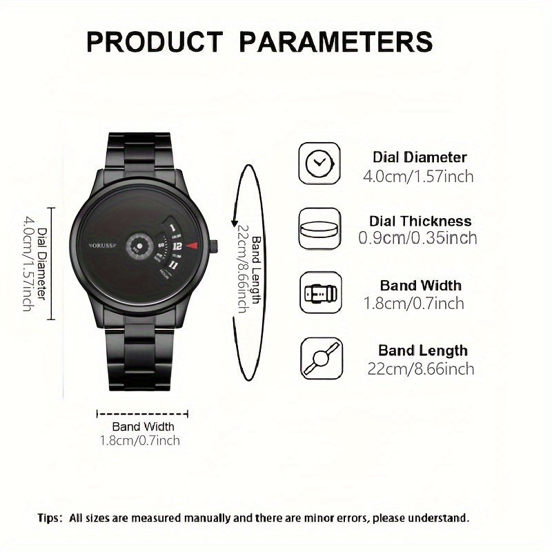 Men's Watch Elegant Stainless Steel Business Casual Black Dial