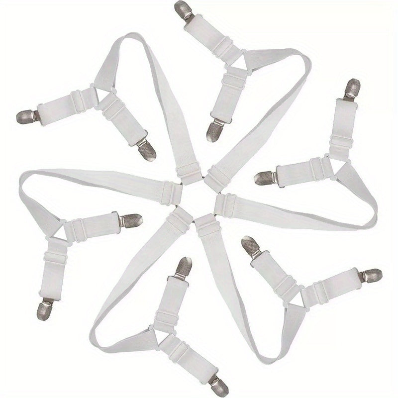 Adjustable Elastic Bed Sheet Fasteners for Fitted and Flat Sheets