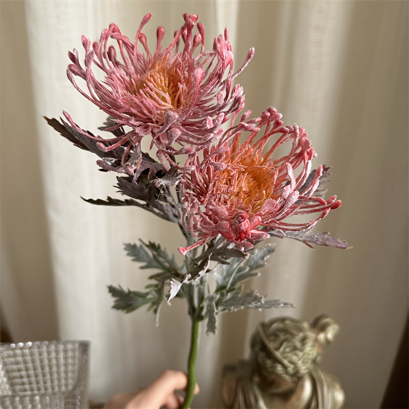 Artificial Chrysanthemum Flower with 2 Blooms for Weddings Home Decor and Photography Props