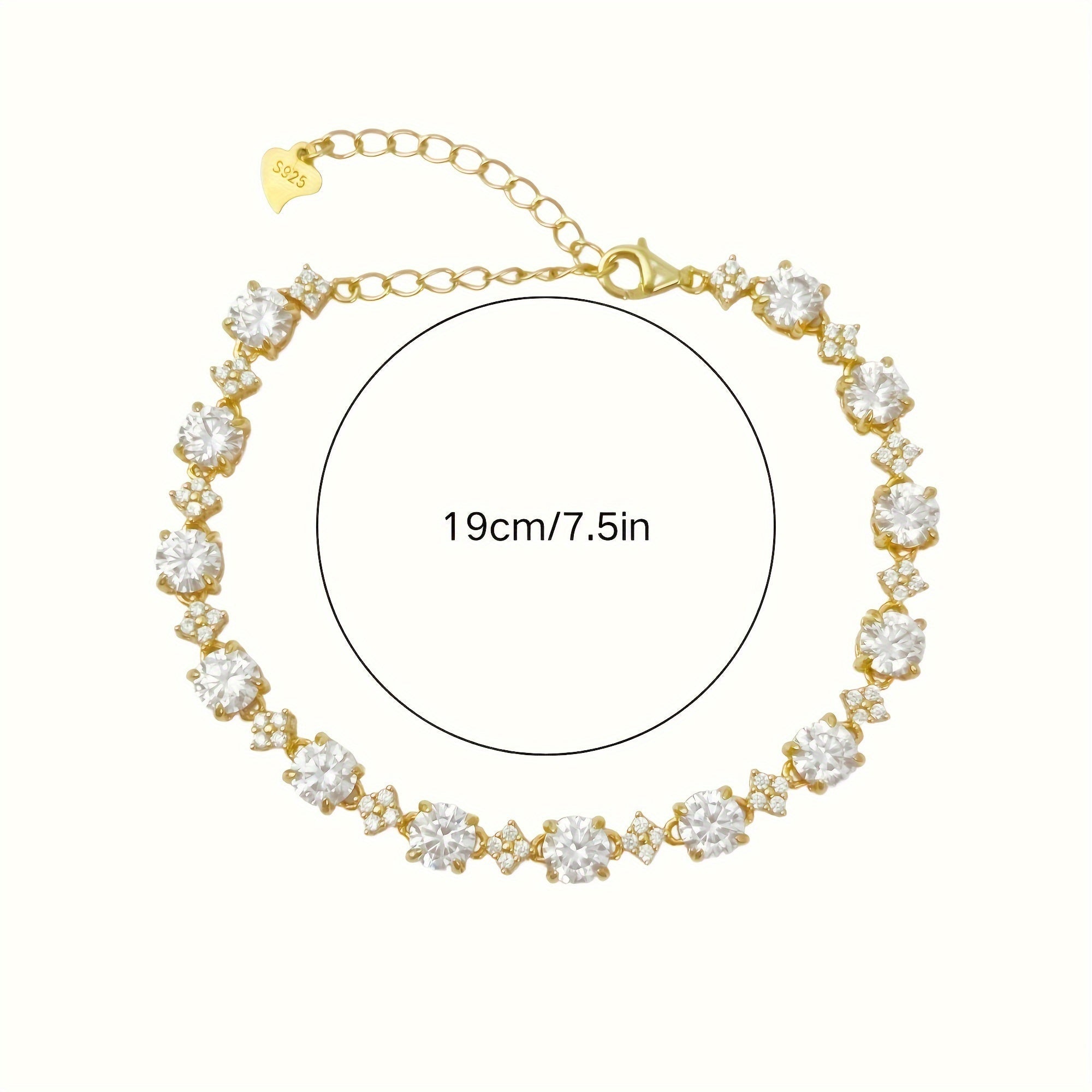 Silver Bracelet with Star-Shaped Moissanite 0.5ct and Gold Clasp for Women