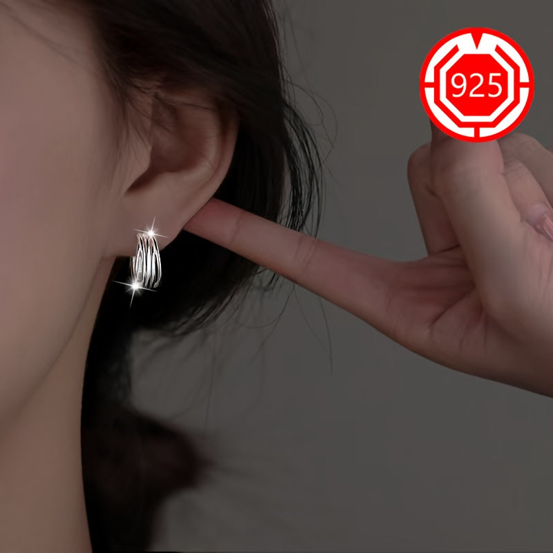 925 серебряные гипоаллергенные линейные серьги с переплетённым узором для женщин