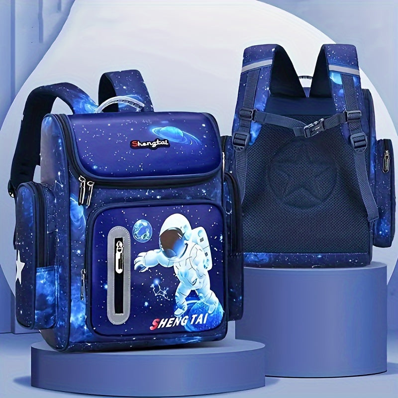 Waterproof School Backpack for Teens Cartoon Astronaut Large Capacity Lightweight Polyester
