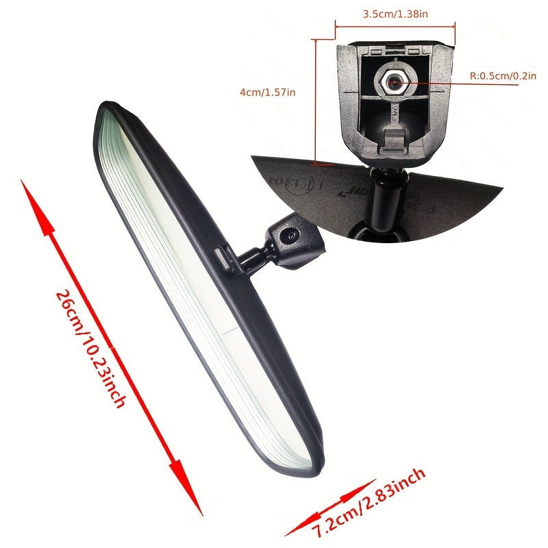 Rearview Mirror Oval Glass Lens Black Frame for Sedan SUV 2011-2015