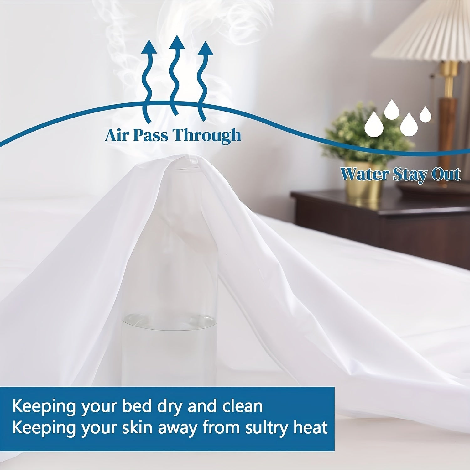 Protector de colchón impermeable de punto jersey transpirable con bolsillos profundos