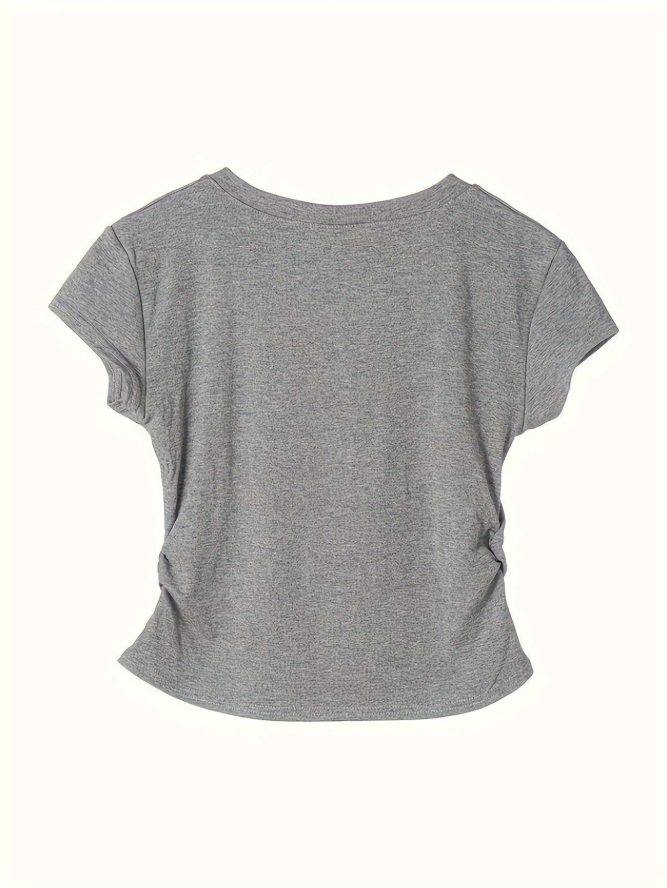 Women's Short Sleeve T-Shirt Crew Neck Frill Animal Pattern Knit Fabric Spring Summer Fall