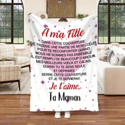 Personalized French Message Flannel Throw Blanket for Daughter Soft Knitted Polyester Gift