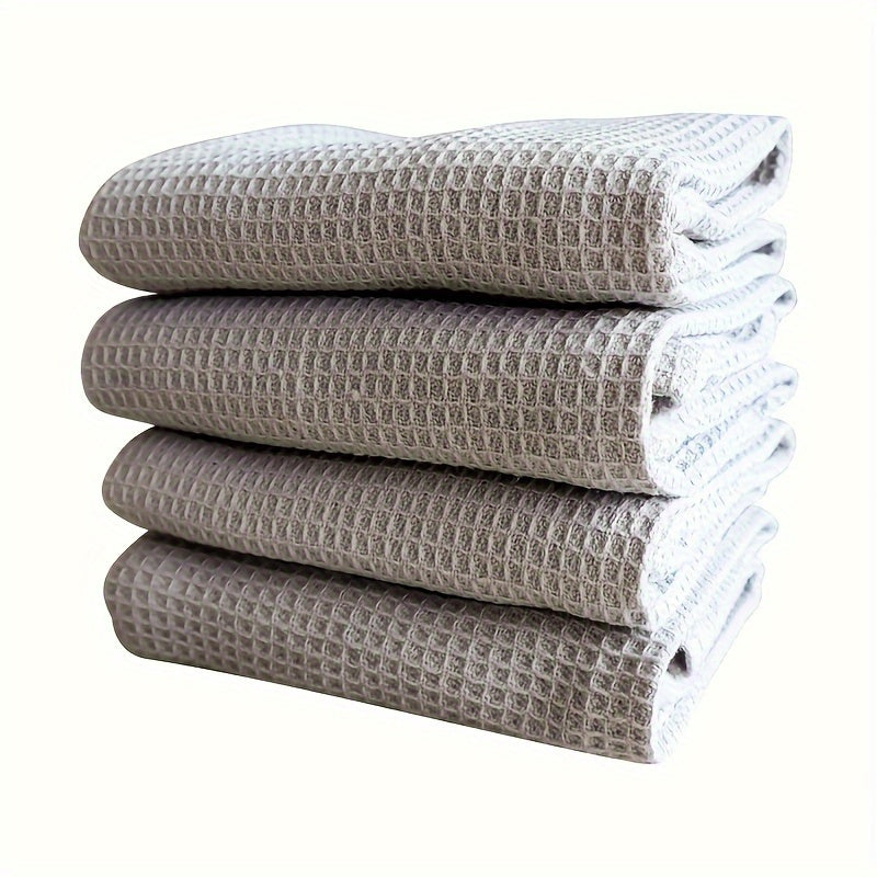 Set of 4 Cotton Waffle Weave Dish Cloths 34.8cm Square Kitchen Towels Absorbent Cleaning Rags