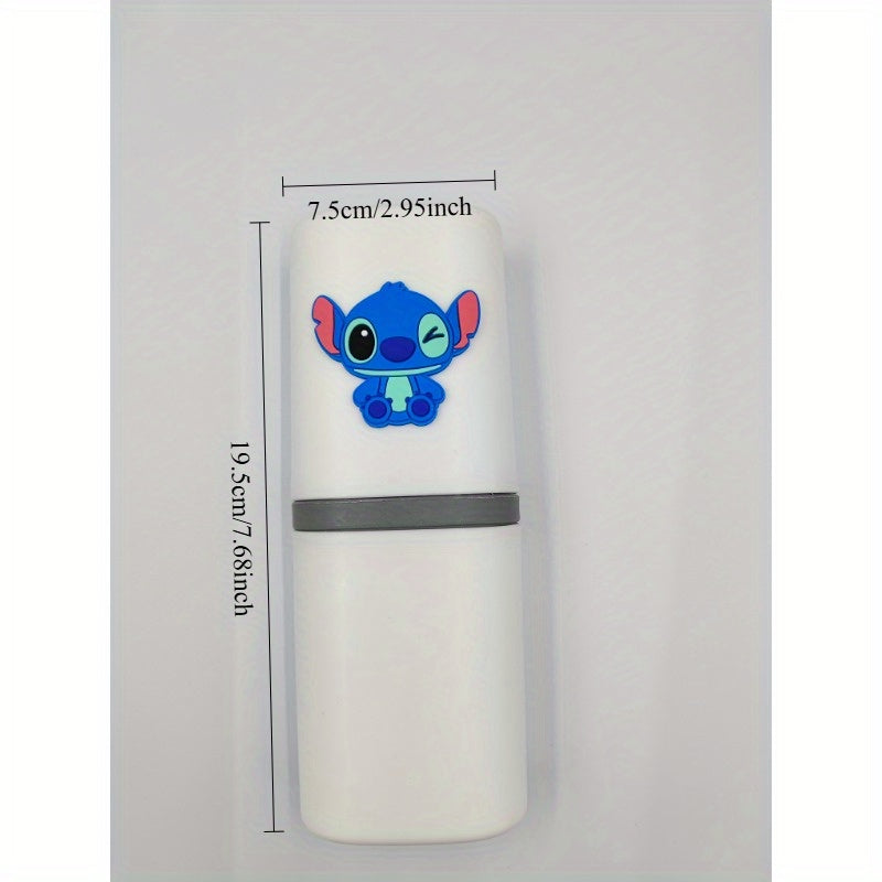 Kids Plastic Travel Toothbrush Holder and Cup Set with Toothpaste Storage