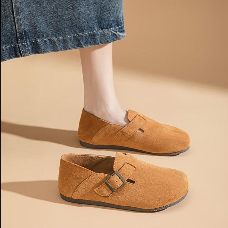 Women's Soft Slippers Flat Shoes with Shock-Absorbing Cushion and PU Cover