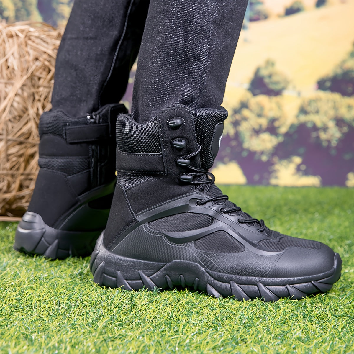 Men's Hiking Boots High-Top Outdoor Shoes with EVA Sole