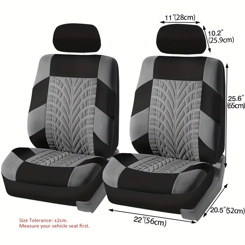 Universal Car Seat Covers Set Polyester Gray Black Tan Blue Red Front Pair