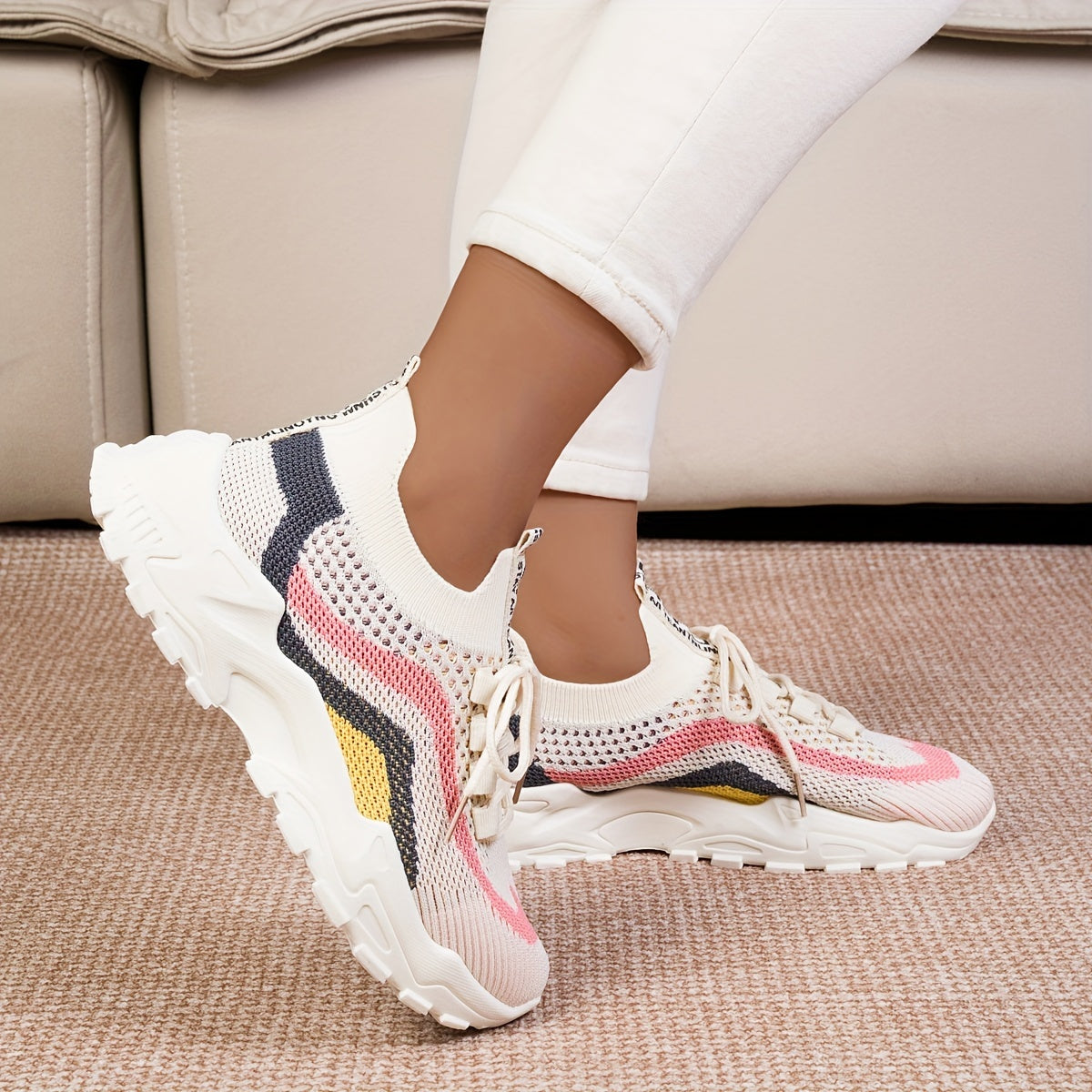 Women's Mesh Platform Sneakers Casual Low Top Tennis Shoes Plus Size