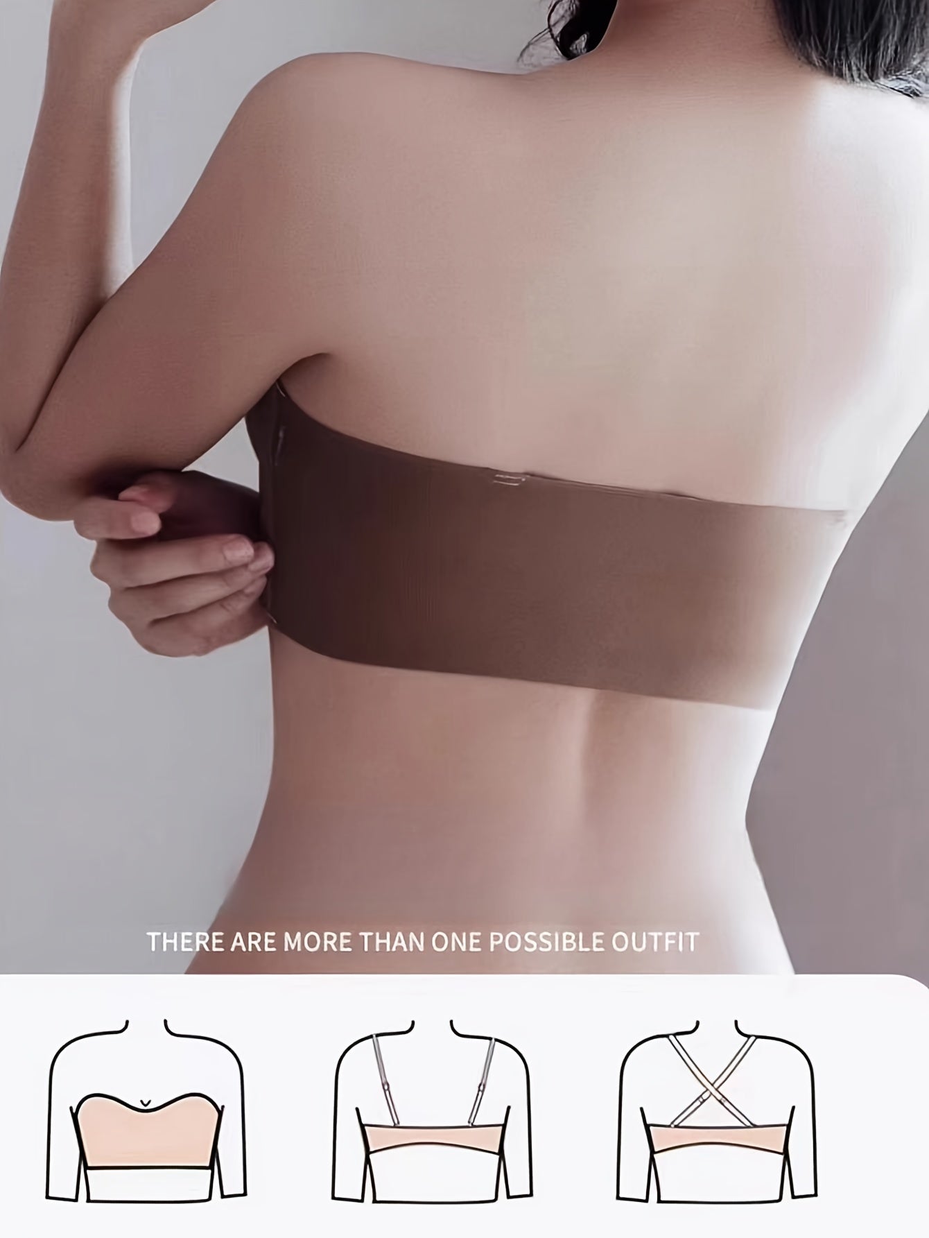 Women’s Strapless Push-Up Bra with Anti-Slip Design and Front Closure