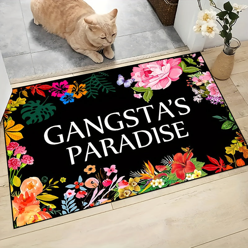 Alfombra de entrada interior con motivo de 'Gangsta's Paradise Flower', antideslizante, para dormitorio y decoración exterior