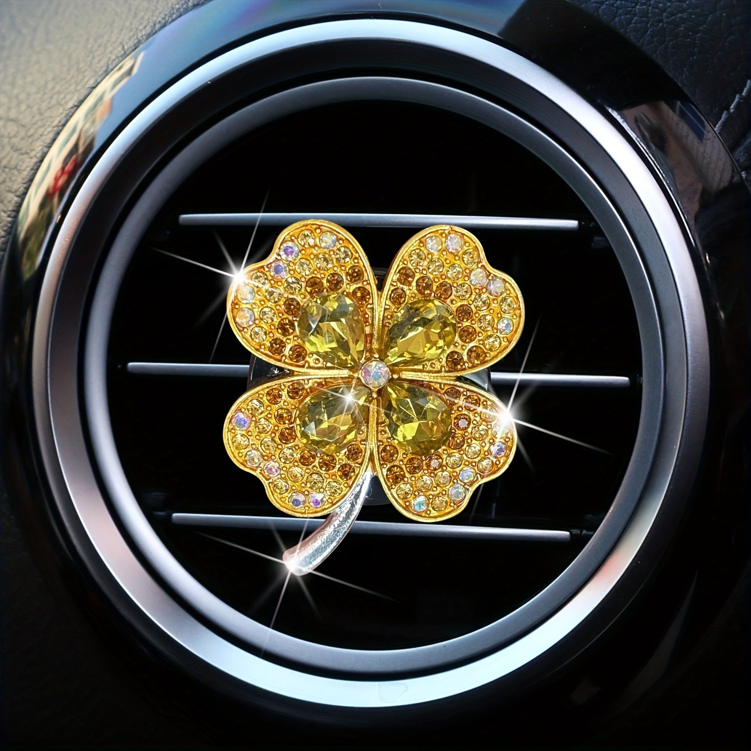 Ayollar uchun avtomobil havo tozalagichi, rhinestone, to'rt bargli toshbaqa dekor