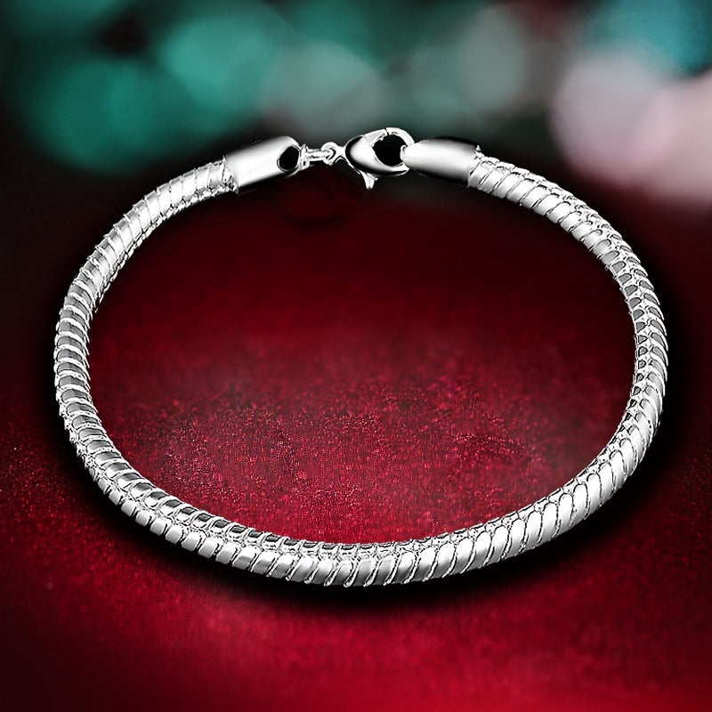 Sterling Silver Jewelry Set with 3mm Snake Chain Necklace and Bracelet Gift