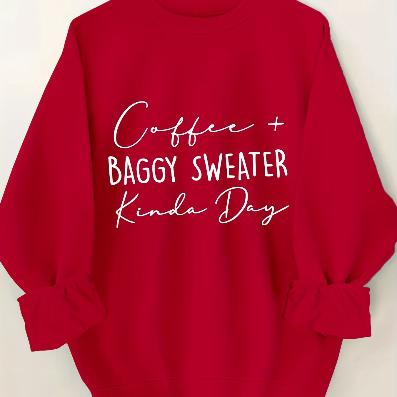 Plus Size Letter Print Pullover Sweatshirt Women Long Sleeve Casual Winter Clothing