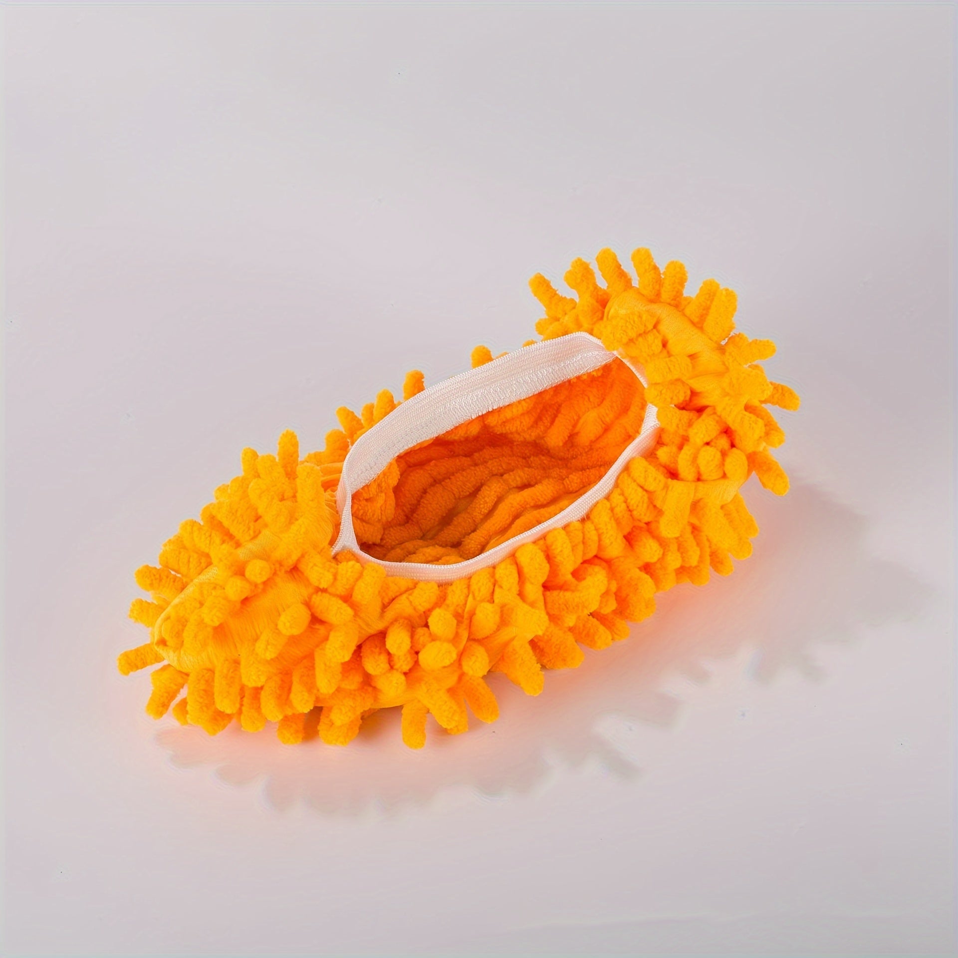 Blue and White Lace Pattern Plush Chenille Mop Slippers for Home Comfort