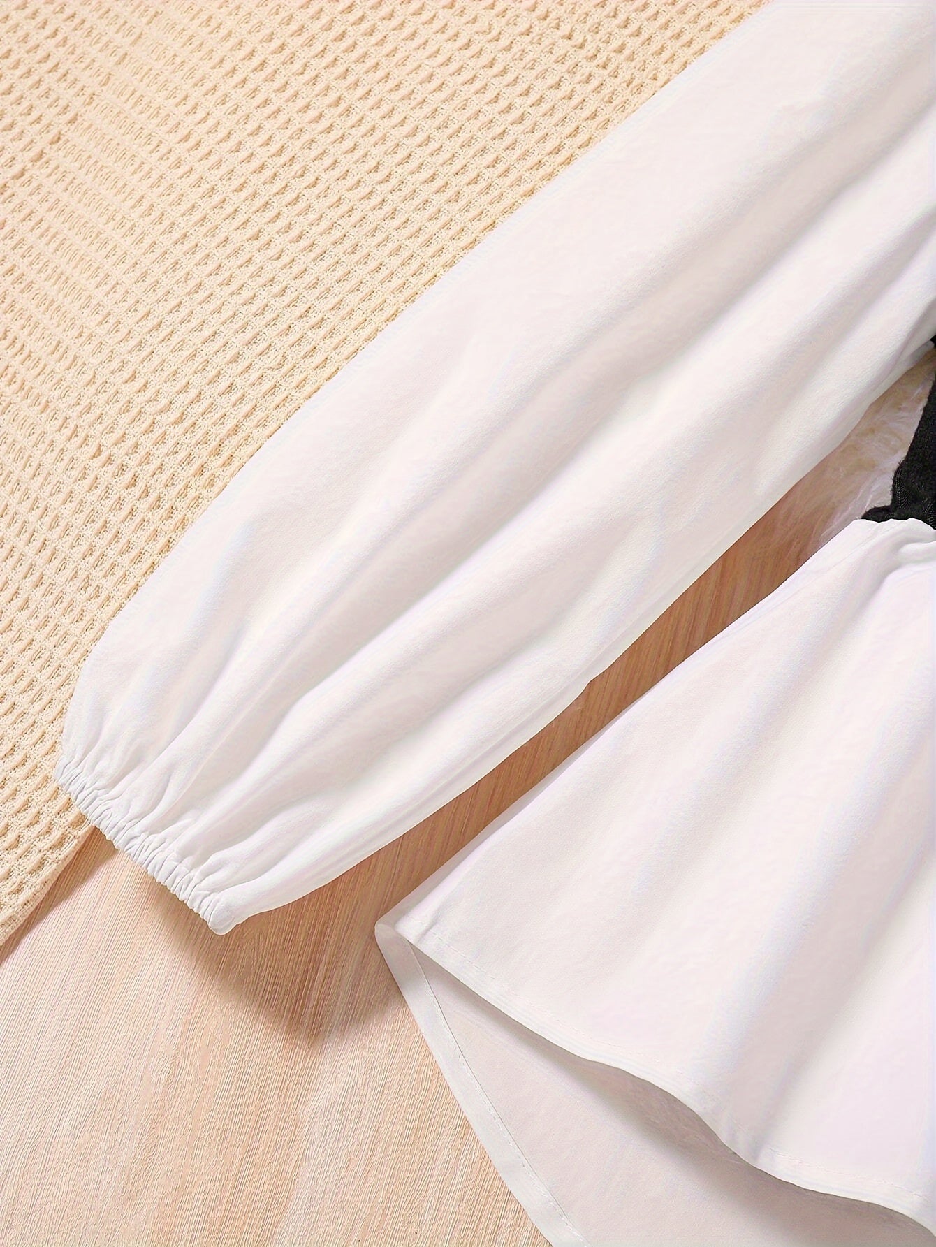 Girls' Casual Set Long Sleeve Top and Pants Black White Color Block Polyester Spring Fall