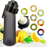 Sports Water Bottle Set with 7 Fruity Scented Capsules, Straw, Transparent Colors