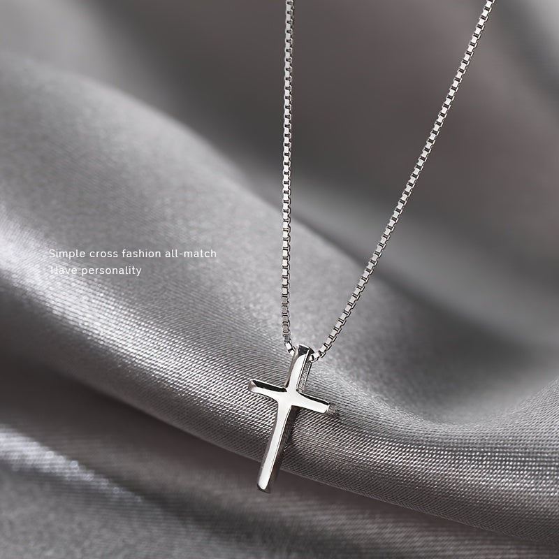 Sterling Silver Cross Pendant Necklace Boho Style Unisex Jewelry