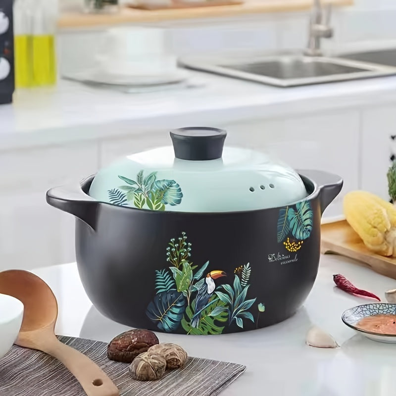 Olla de cerámica negra con tapa para hot pot Dolsot Bibimbap sopa