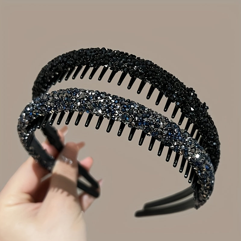Full Diamond Hairbands with Teeth Anti-Slip for Face Washing and Makeup