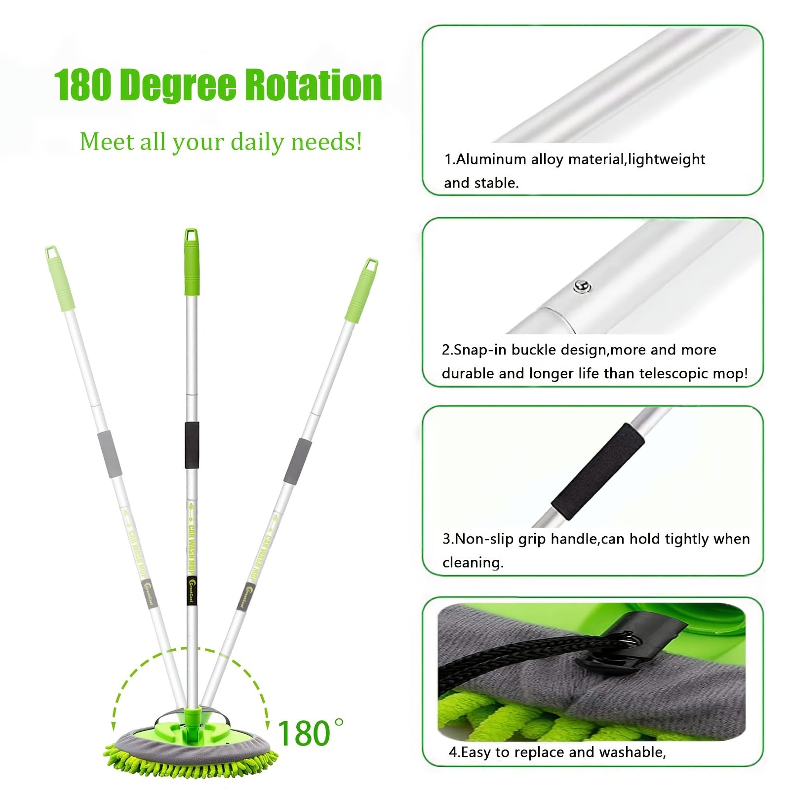 Набор щеток для мойки автомобиля с длинной ручкой 157,48 см, без царапин, для машин, грузовиков, внедорожников, жилых домов на колесах