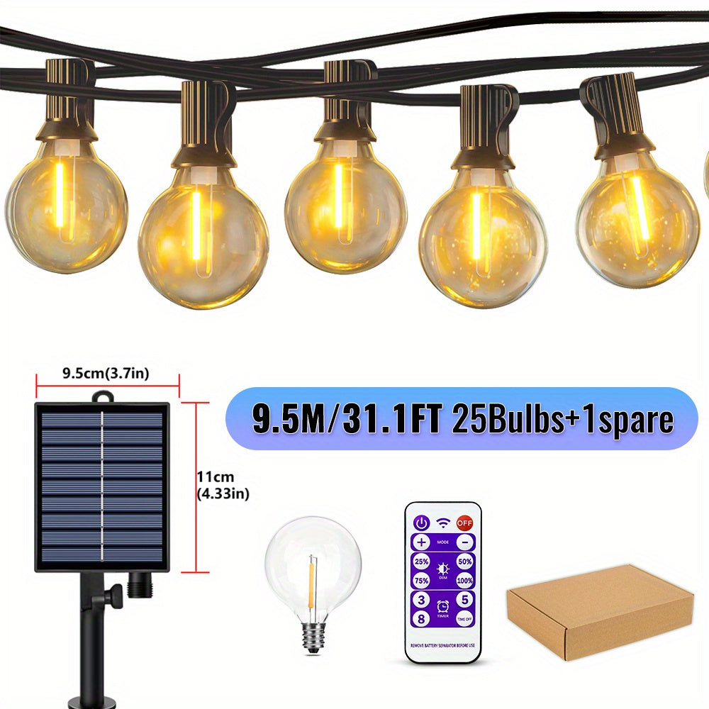 Luces de cadena solares con bombillas LED irrompibles, luces colgantes resistentes a la intemperie para bodas