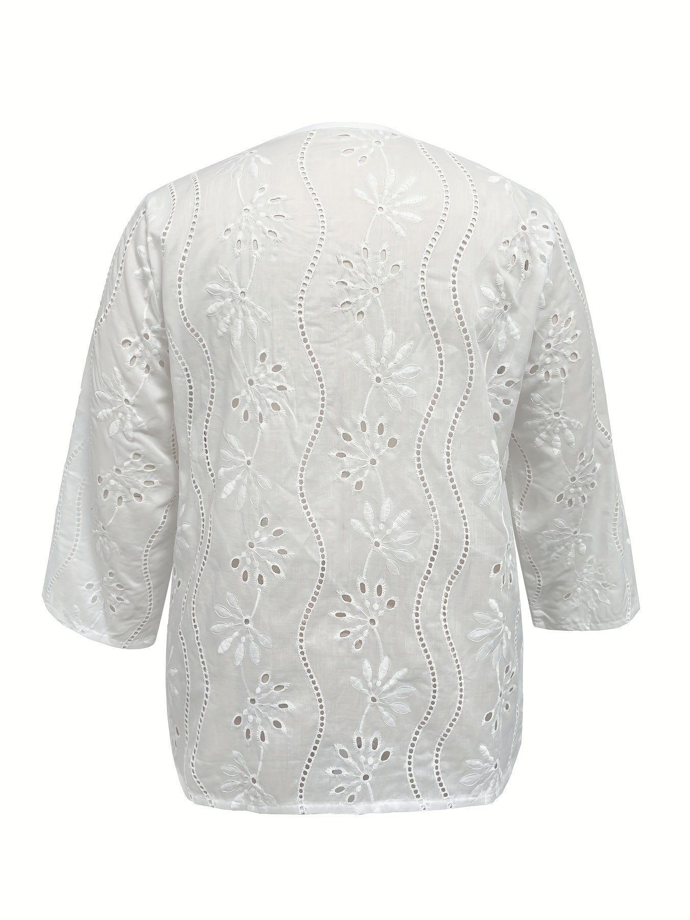 Women's Large Size Jacquard Casual Shirt with Long Sleeves