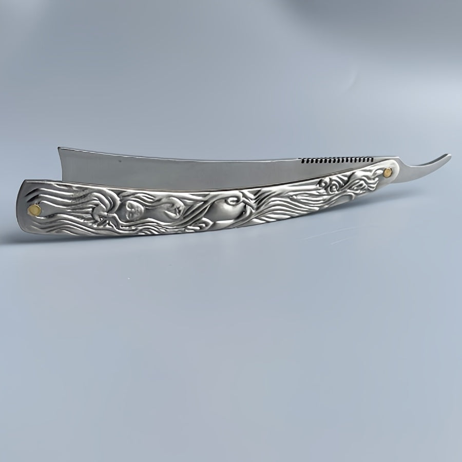 Men Stainless Steel Straight Edge Razor for Home and Salon Use