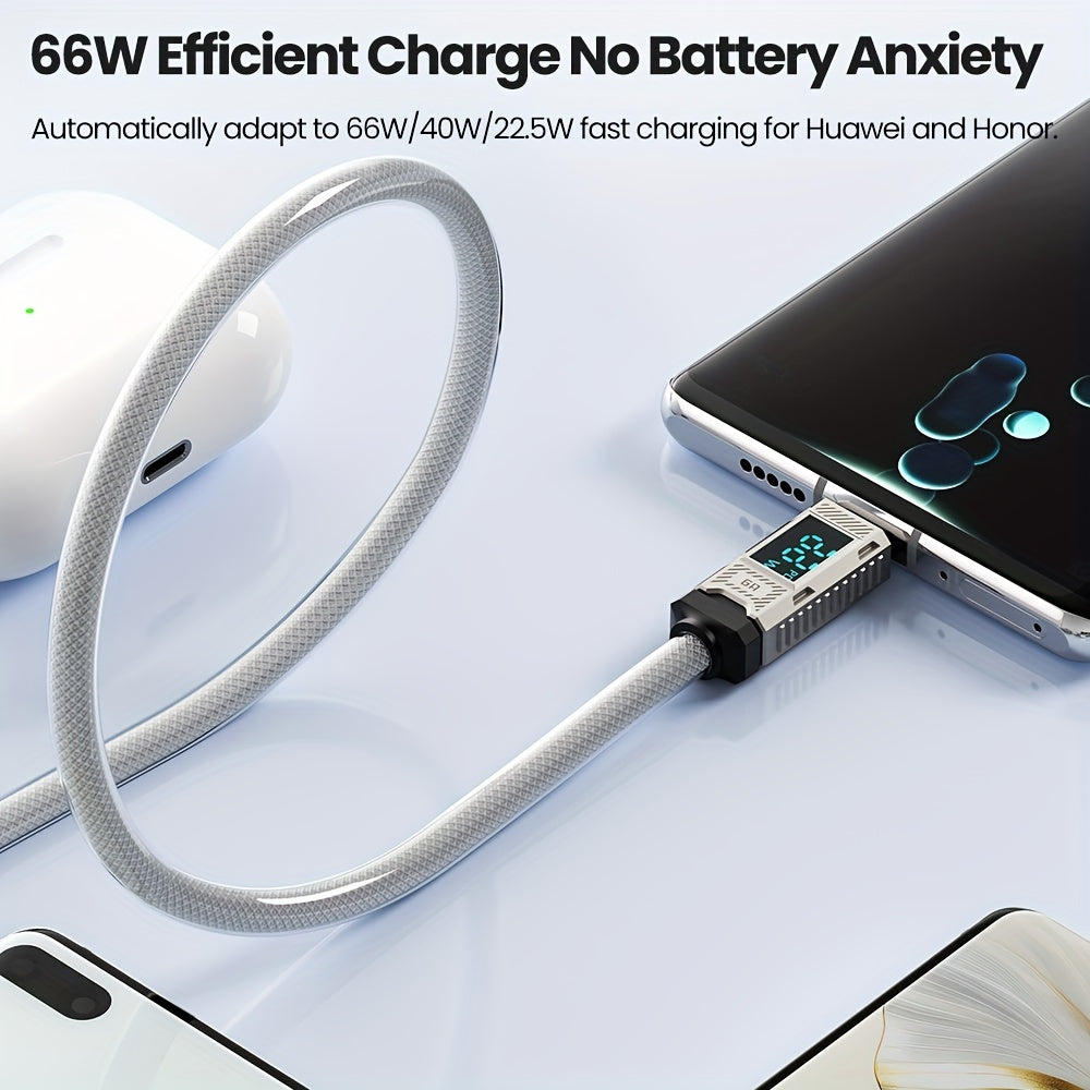 USB-C Fast Charging Cable 66W 40W 22.5W Nylon Flat Matte Data Transfer