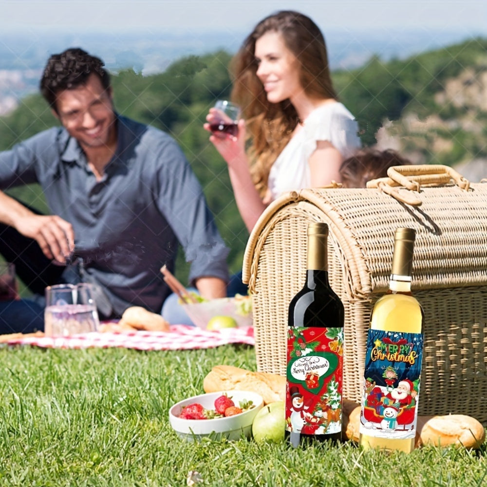 Christmas Wine Bottle Labels Paper Festive Party Decorations No Electricity Needed