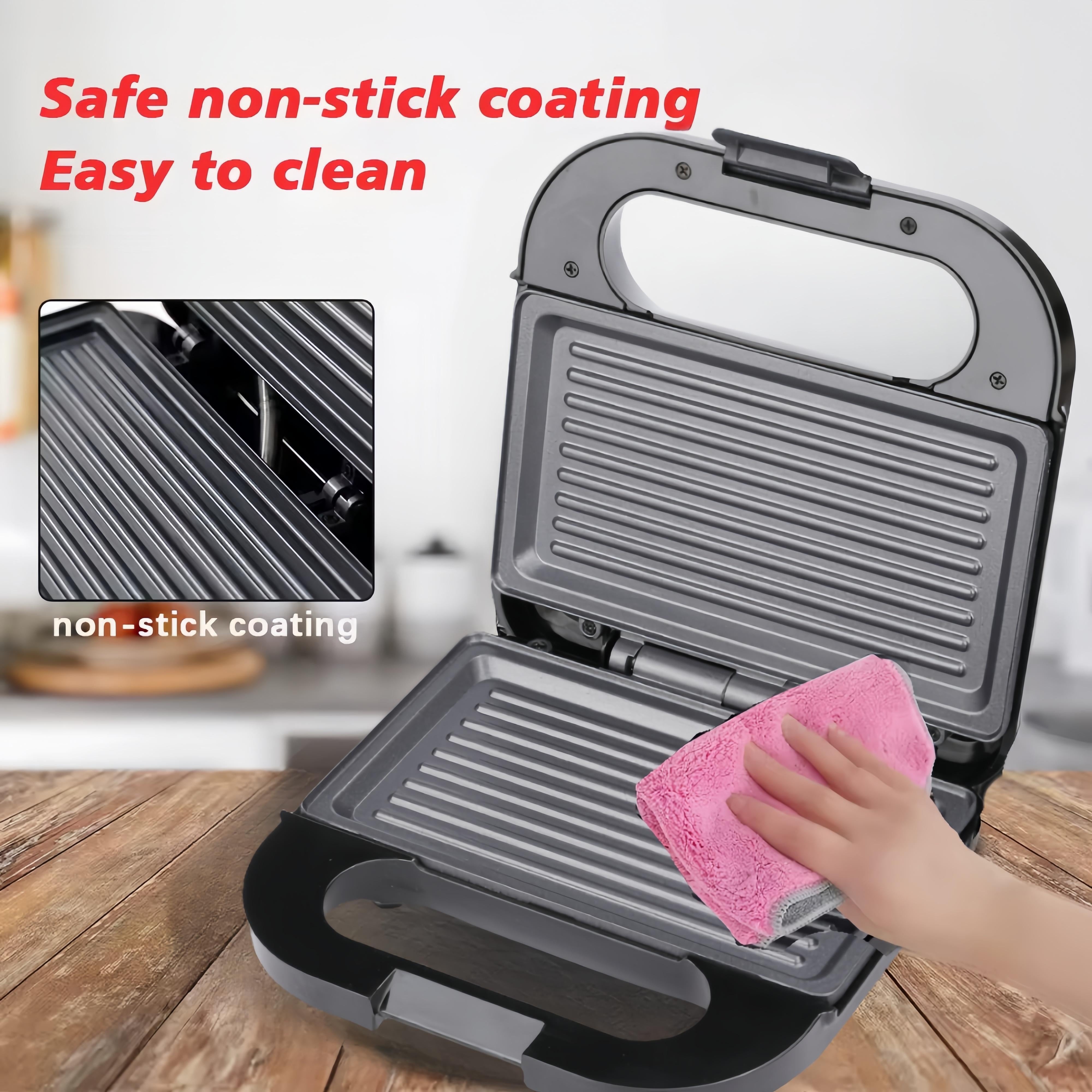 Double-Sided 750W Sandwich Maker with Non-Stick Coating for Toast Waffles Veggies