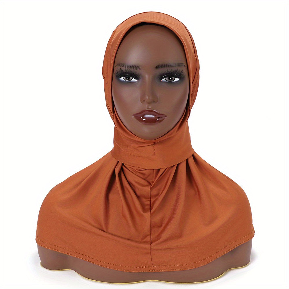 Solid Color Hijab for Women with Elastic Back and Snap Closure