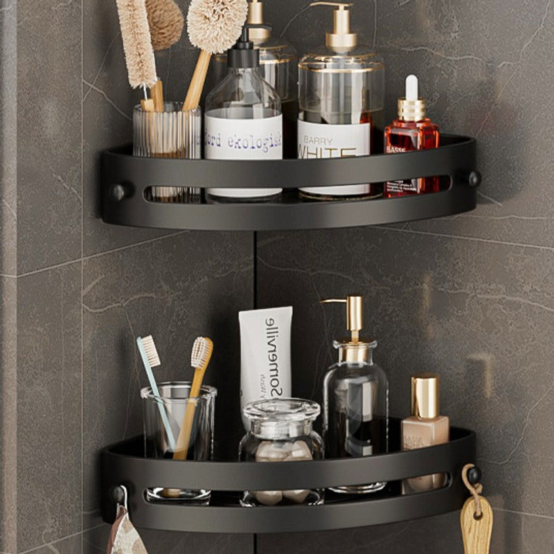 2 Modern Corner Bathroom Shelves ABS No Drilling for Sink Toilet Shower Storage