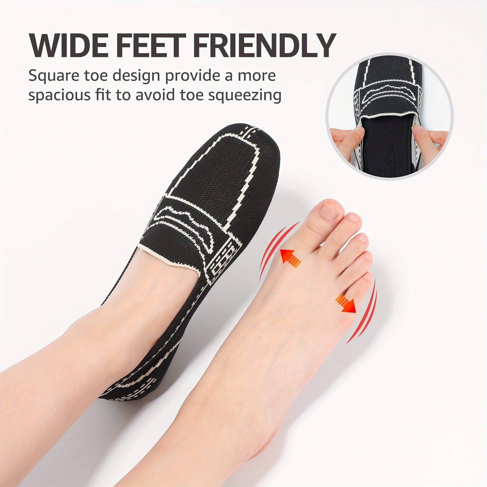 Women's Knit Slip-On Flats Gray Breathable Casual Shoes