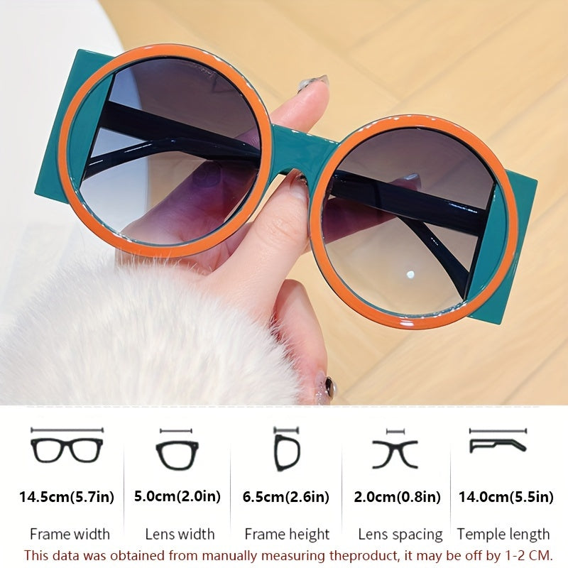 Gafas redondas de estilo Y2K unisex con bloques de color para fiestas de disfraces y clubes