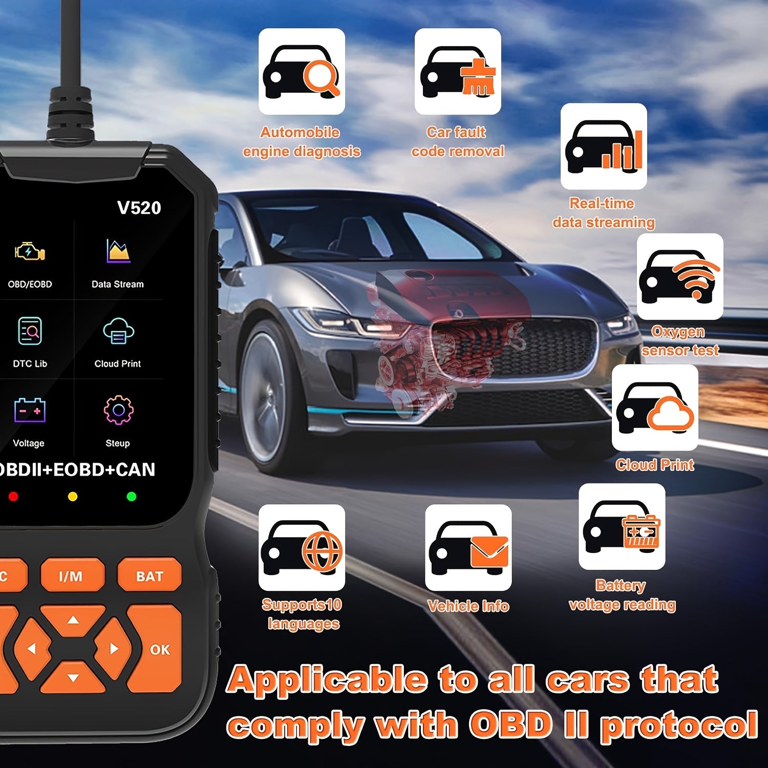 Professional OBD2 Scanner Check Engine Light Diagnostic Tool with Color Screen